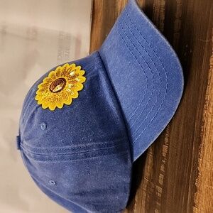 Blue SPARKLE Sunflower WOMENS Baseball CAP  Brand NEW BOUTIQUE Item ADJUSTABLE